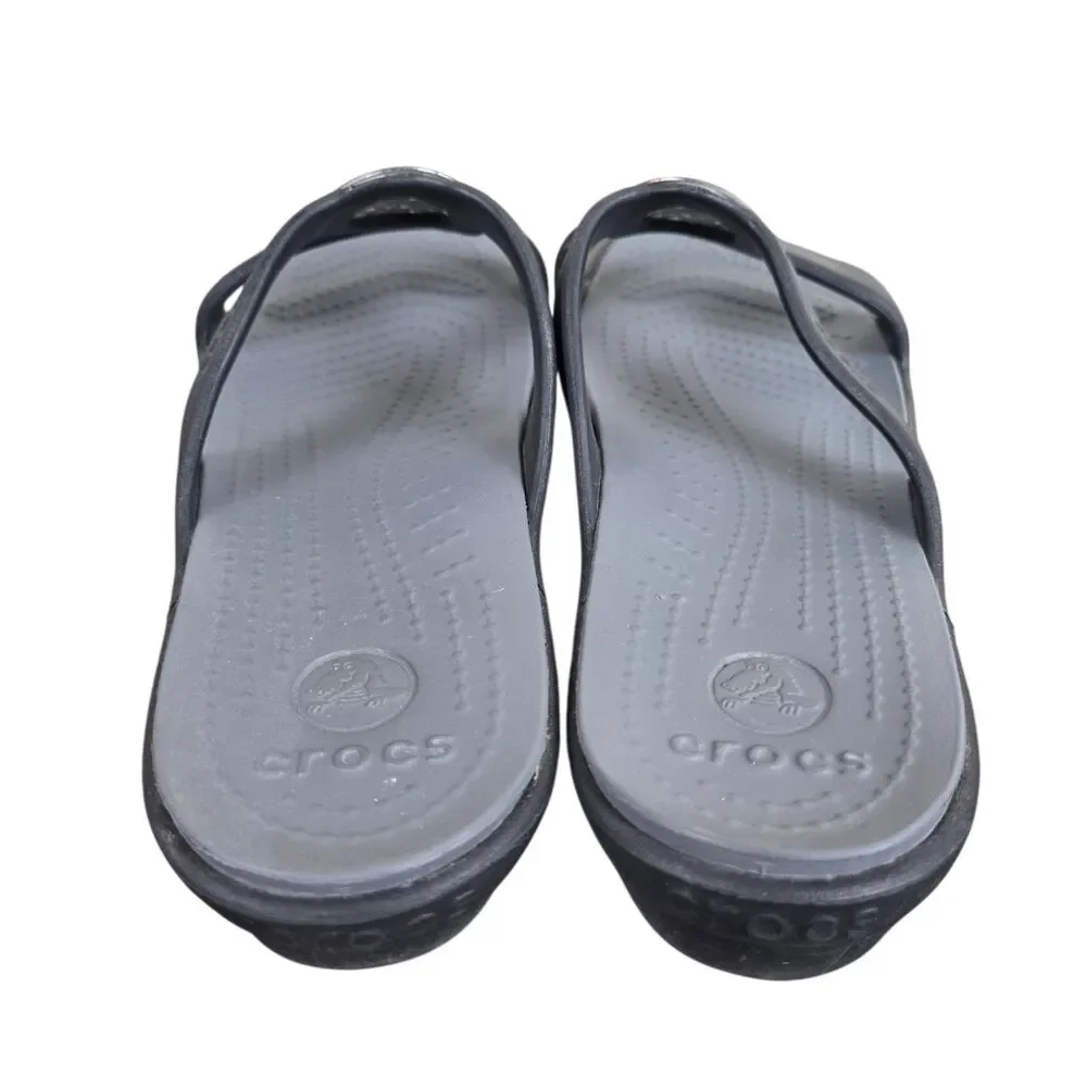 Crocs Sanrah Circle Slides Sandals Sz 11 Dark Gray Comfort ResortWear